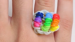 Rainbow Loom English  LOOM RING  Loom Bands easy how to DIY [upl. by Farra]