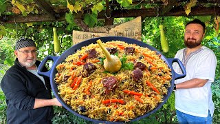 PLOV RECIPE Traditional Uzbek Pilaf with Meat Outdoor Cooking [upl. by Aynav8]