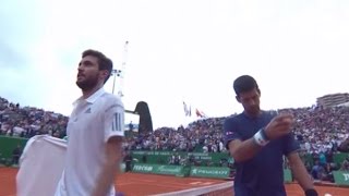 Djokovic Gilles Simons 13shot long rally at Monte Carlo Masters [upl. by Idissak430]