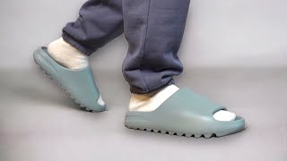 YEEZY Slide Salt Review  On Feet Look  JA News [upl. by Aremus]