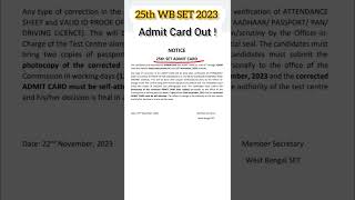 wb set admit card 2023  wb set exam date 2023  set admit card 2023 wbset [upl. by Nnylylloh39]