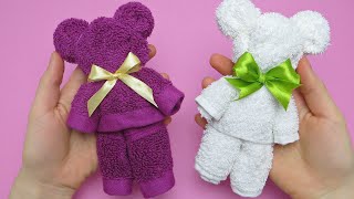 DIY Towel Teddy BearDIY toys for kids towel toysdiy の 始まり は [upl. by Anaimad231]