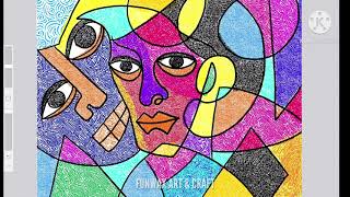 Cubism Picasso inspired Abstract portrait  Cubism art lesson for kids  How to draw Cubism faces [upl. by Ru]