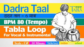 Dadra Taal Loop BPM 80 Tempo  Tabla Dadra Taal  30 मिनट दादरा ताल  30 minute Tabla Loop Dadra [upl. by Odille521]