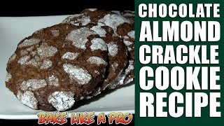 EASY Chocolate Almond Crackle Cookies Recipe  Crinkle Cookie Recipe [upl. by Alleciram]