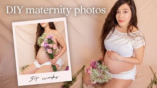 DIY Maternity Photoshoot at Home — How to Take Your Own Pregnancy Photos [upl. by Aurilia90]