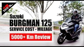 Suzuki Burgman 125 Service CostMileage 5000KM Review Hindi  41NM TORQUE [upl. by Atiruam744]