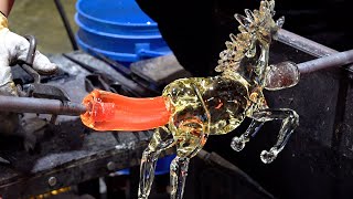 Process of making amazing glass work with horse shaped Korean glass art master [upl. by Fons652]