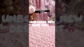 Unboxing new desk mat  pusheen keychain🍥🎀newjeans kpop desksetup pink sanrio cute deskmat [upl. by Markman]