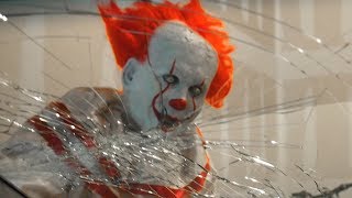 Scary Clown Attacks as Pennywise From It and Breaks Windshield [upl. by Nnylyt]