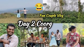 Honeymoon Trip ஒரே நாளில் இவ்ளோ இடம் பாத்தாச்சு Day 2 Coorg Couple Vlog Keerthi Sowmi Vlogs [upl. by Yelrebmik]