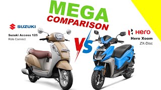 Suzuki Access 125 vs Hero Xoom  MEGA COMPARISON  Bike Info [upl. by Nylirem]