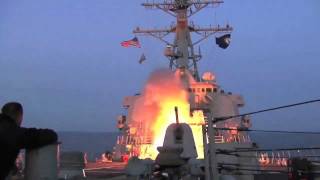 US Navy Destroyer launches Tomahawk cruise missiles [upl. by Enitsed220]