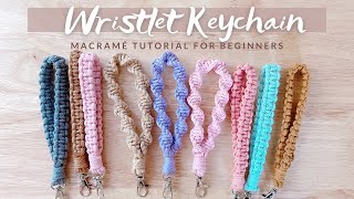 Macrame Wristlet Keychain  Easy Pattern Tutorial  Simple Gift Ideas [upl. by Vtehsta]