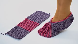 Very easy knitting slippers Tutorial for beginners Miarti🧶 [upl. by Rennold]