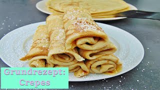 Rezept Grundrezept für mega leckere Crepes  dünne Pfannkuchen einfach gemacht [upl. by Favien]