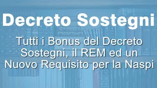 Decreto Sostegni Bonus REM Nuovo requisito Naspi👇 [upl. by Bayless]