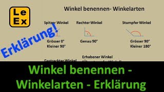 Winkel benennen und Winkelarten  Erklärung  LeEx rechnet [upl. by Plunkett173]