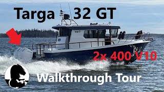 Targa 32 GT with Twin 400 HP V10 Mercury Outboards  Boat Walkthrough Video Tour [upl. by Enovi]