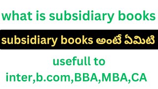 what is subsidiary books amp introduction and types of subsidiary books explanation in teluguampenglish [upl. by Hassin]