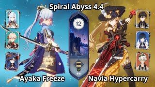 C0 Ayaka Freeze amp C0 Navia Hypercarry  NEW Spiral Abyss 44 Floor 12 Genshin Impact [upl. by Anad543]