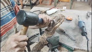 The steps of making an inlaid brooch from the statue of a beautiful village woman art woodworking [upl. by Fasano]