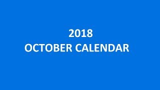 2018 October Calendar Printable Templates Holidays Excel PDF [upl. by Anael362]