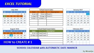 How to Create Excel School Calendar with Automatic Date Marker [upl. by Llerud687]