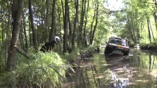 BRESLAU Rally 2013  SS02 Drawsko  Watercrossing and winching Land Rover Discovery [upl. by Rubma541]