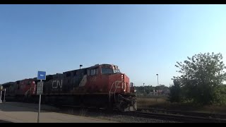 CN 2268 amp CN 8015 Moving A Westbound Manifest Freight Train Battle Creek Michigan 91024 [upl. by Rebmyt]