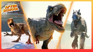 TRex VS Allosaurus VS Raptors BATTLE 💥 Jurassic World Chaos Theory  Netflix After School [upl. by Mountford729]