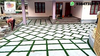 Natural Stone With Grass  Landscaping Stone Work  natural stone paving tamilnadu  Stone Flooring [upl. by Sheryle284]