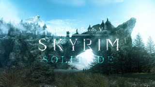 Skyrim  Solitude  1 Hour Extended amp Ambience Sounds Wind Blizzard Snow River ASMR [upl. by Amehr]