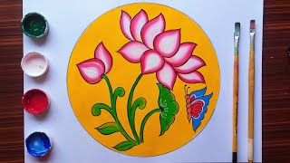 kamal ka phool kaise paint karen how to draw amp pent lotus flower step by step lotus [upl. by Uyerta239]