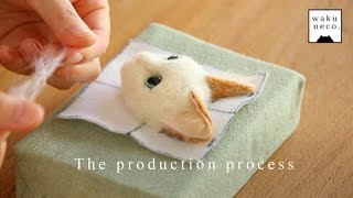 羊毛フェルト 猫の植毛の仕方★一部を公開しています★How to add long hair to needle felted face [upl. by Levona564]