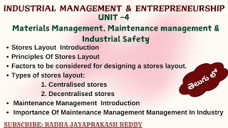 UNIT 4  Materials Management Maintenance management amp Industrial Safety  DCME C20  IM ampE [upl. by Loftus309]