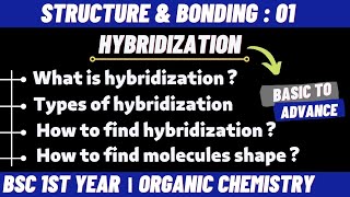 Hybridization and its types  Structure and bonding  Bsc 1st year chemistry  by Chemboost [upl. by Annaerda864]