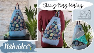 Nähanleitung Sling Bag Malea  Unisex Rucksack mit einem Schultergurt Bag sewing [upl. by Ardnuassak]