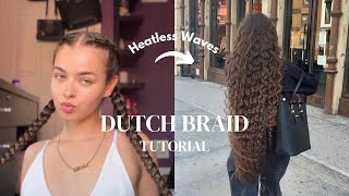 Dutch Braid Tutorial Heatless Waves [upl. by Sivram]