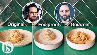 Cacio e pepe originale vs infallibile vs gourmet con Luciano Monosilio  Babish Action Review [upl. by Nahtaj]