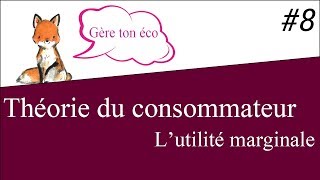 Microéconomie  lutilité marginale Théorie du consommateur 8 [upl. by Barhos]