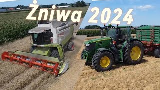 🌾Żniwa Przenicy🌾 i rzepaku💚💪 Claas lexion 540amp🦌💚 john deere 6215r amp john deere 6170r🚨 [upl. by Ojok]