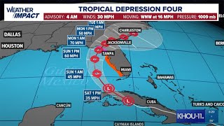 Tracking the tropics Tropical Storm Warnings in Florida as TD 4 tracks that way  Latest path [upl. by Miculek]