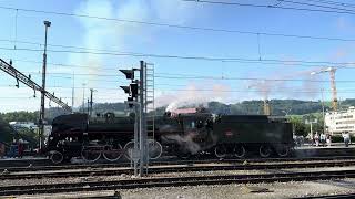 Dampflok Mikado 141 R 1244 fährt in Rotkreuz zum Wasserfassen ab [upl. by Ribaudo]