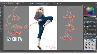 how to draw in krita  character design tutorial for beginners [upl. by Deth]