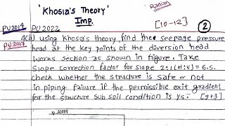 Khosla Theory  Design Steps amp Numerical  Irrigation Engineering  Prashant YT  BE Civil  TUPU [upl. by Forrest]