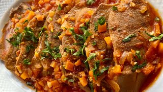 Língua de vaca estufada com puré de batata receita portuguesa [upl. by Troth]