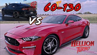 Is my Twin Turbo Mustang faster than my Hellcat 60130 Draggy Test [upl. by Oos]