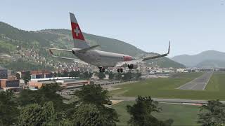 Steep approach in Lugano Switzerland B737 XPlane 1130b4 [upl. by Janie239]