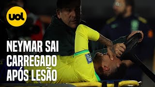 NEYMAR SAI DE CAMPO CHORANDO APÓS LESÃO NO JOELHO EM JOGO ENTRE BRASIL E URUGUAI [upl. by Nutsud168]